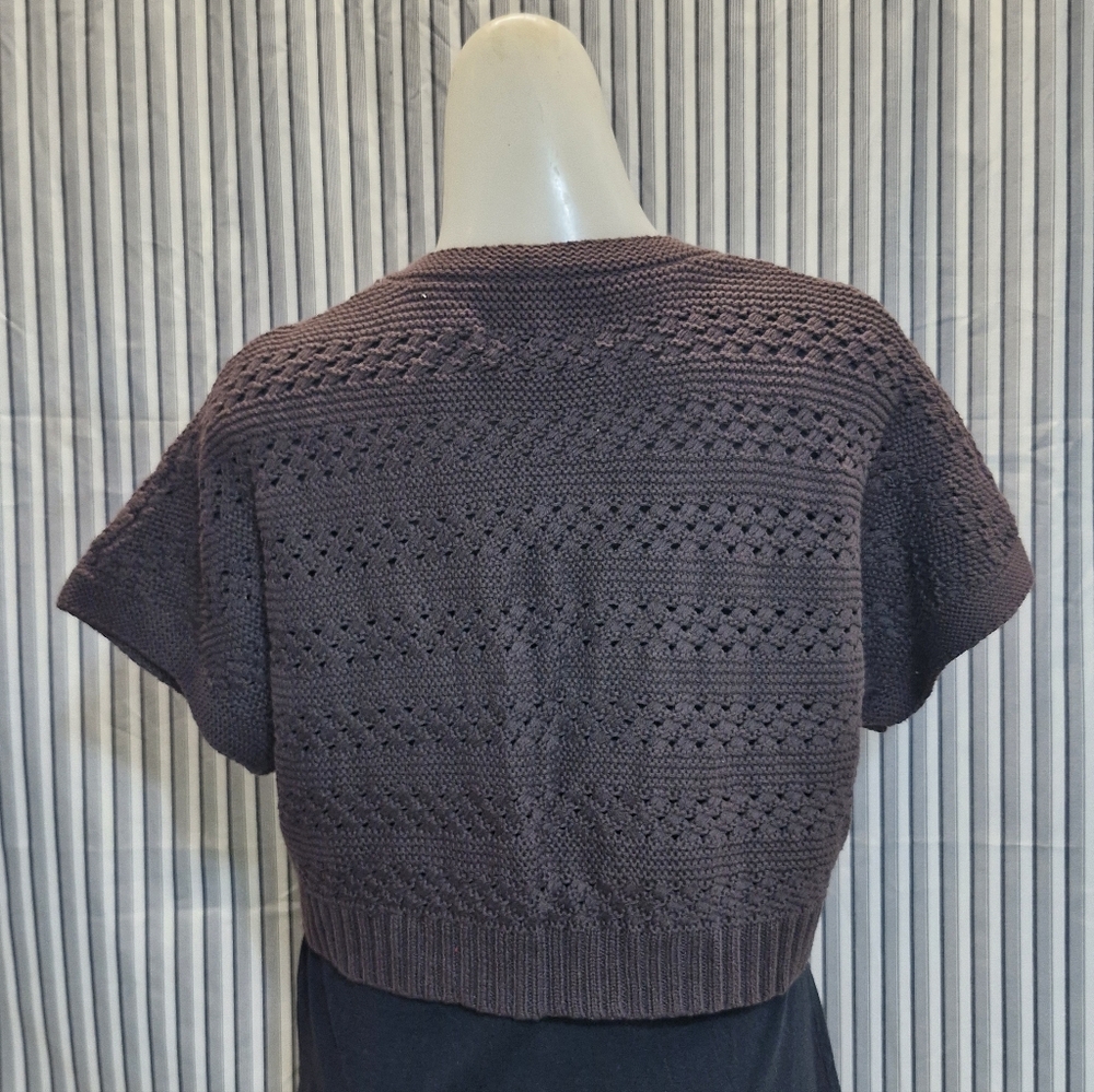 Apostrophe Brown Knit Short Sleeve Cropped Cardigan XL - Picture 5 of 10